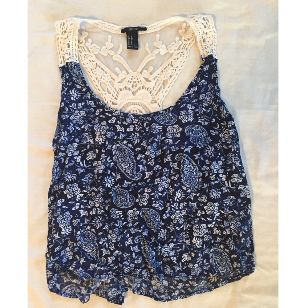 Blue Floral Tank Top
